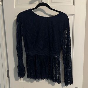 Elegant Navy Lace Women's Top